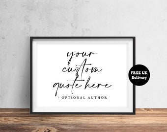 Personalised Quote Typography Wall Art Print, Custom Landscape Print, Custom Quote Print, Unframed A5 A4 A3, Personalised Custom Text Font
