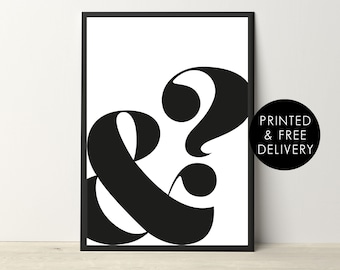 A5 A4 A3 A2 A1 Ampersand Typography Designer Poster Wall Art Decor Print