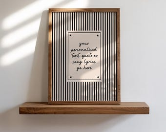 Add Your Own Quote Phrase Saying Striped Typography Wall Art Print, Unframed