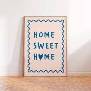 Home Sweet Home Print, Hand Drawn Heart Quote, Retro Wall Art, Heart Love Poster, Vintage Home Poster, Funky Aesthetic Red Decor, Printables