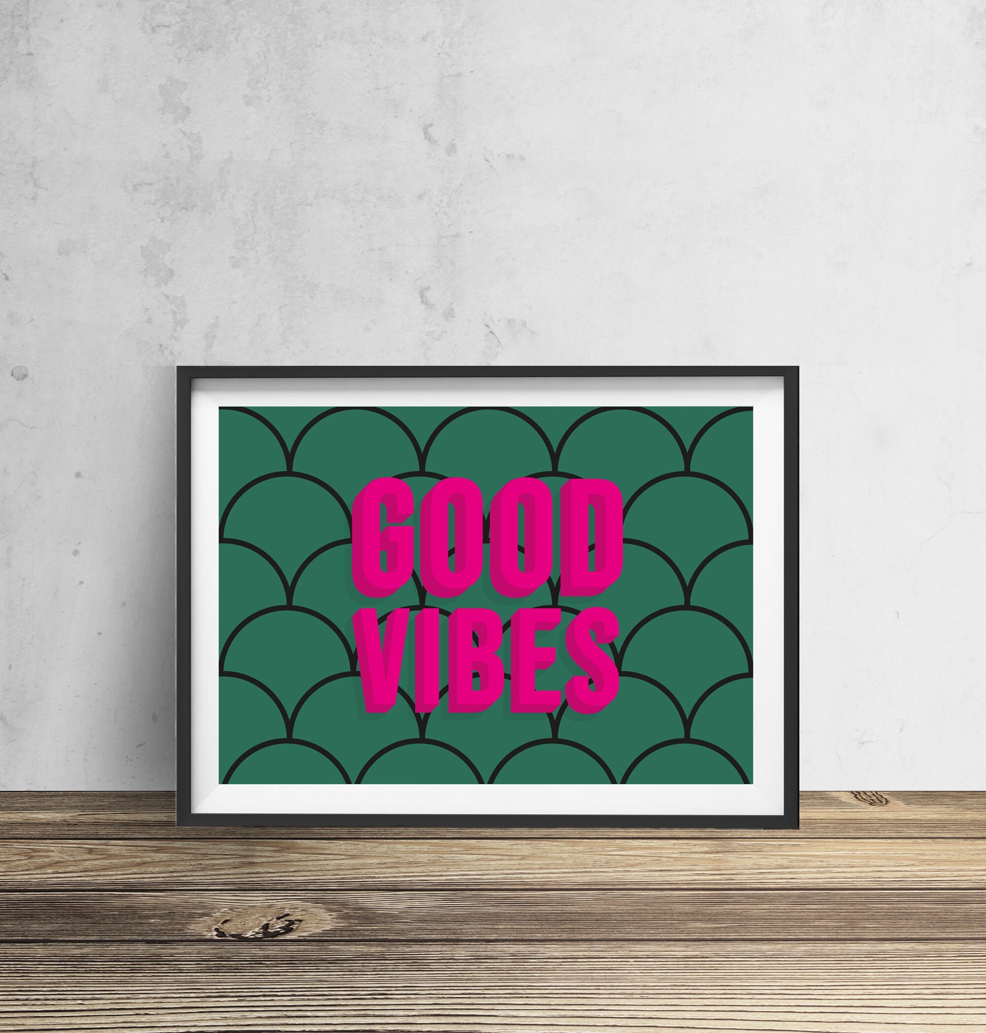 Good Vibes Only Pink Green Typography Wall Art Print Unframed | Etsy