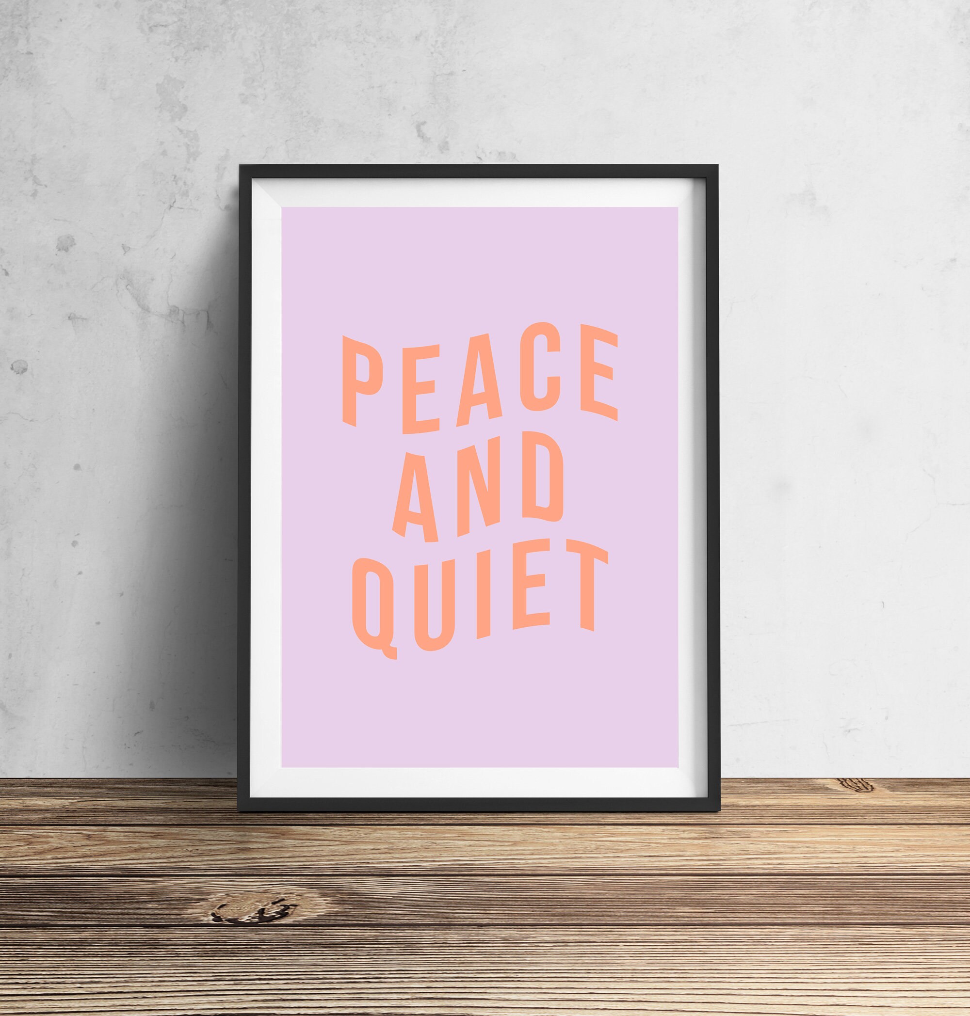 Peace & Quiet Typography Wall Art Print Peace Sign Wall Art Etsy