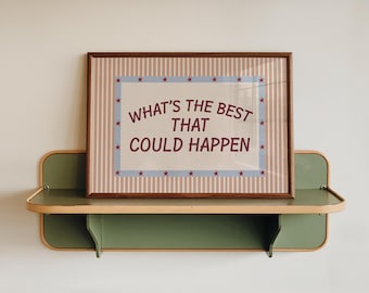 What’s The Best That Can Happen Wall Art Print, Inspirational Typography Poster, Stars Striped Quote Print, Unframed Positive Home Decor