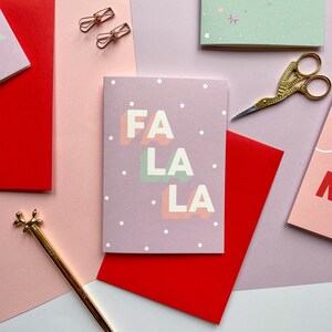 Carte de Noël Fa La La, carte de Noël tendance moderne, carte de Noël pour amis, carte de Noël faite main, carte de Noël 2021, carte de Noël
