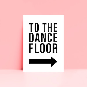 Fun Dancefloor Disco Arrow Typography Wall Art Poster Print, House Party Sign Pink Red Print, A3 Unframed Gallery Feature Wall, Home Decor
