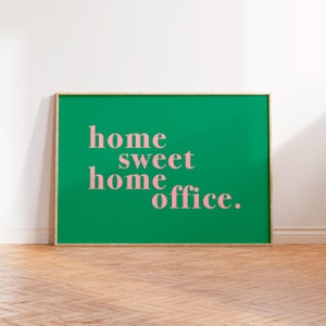 Home Sweet Home Office Print, Pink Typography Print, New Home Housewarming Gift, Gallery Wall Art A5 A4 A3 A2 A1 Unframed, Desk Office Decor