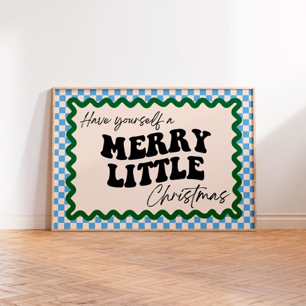 Have Yourself a Merry Little Christmas Landscape Print, Joyful Happy Family Christmas Home Decor, Retro Christmas Song Lyrics Music Poster