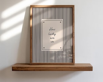 How Lucky Are We Poster, Unframed Beige Black Neutral Bedroom Decor, Stars Stripe Vintage Trending Wall Art Print