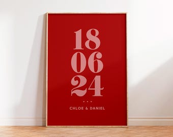 Date Name Year Custom Personalised Print, Typography Print Unframed 4x6/5x7/8x10/A6/A5/A4/A3/A2/A1, Gift For Birthday Wedding Anniversary