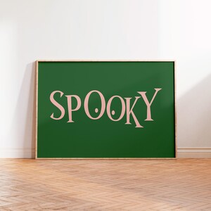 Stampa spettrale, decorazione da parete autunnale di Halloween, stampa tipografica con citazione verde e rosa, senza cornice A5 A4 A3 A2 A1, galleria di paesaggi della stagione spettrale