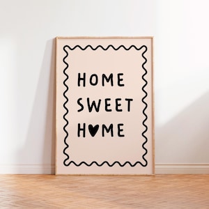 Home Sweet Home Print, Zitat Text Kunstdruck, ungerahmt A6 A5 A4 A3 A2 A1, Küche Retro Bold 70er Jahre Salbei Kitsch Herz Love Positiv Gallery Bold