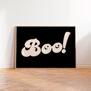 Boo! Wand Kunst Druck, Halloween Herbst Wand Dekor, Typografie Druck, Ungerahmt Halloween Poster A5 A4 A3, Spooky Saison Ghost Poster