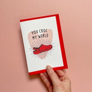Carte de Saint-Valentin You Croc My World, carte de Saint-Valentin 2022 drôle, carte de Crocs drôle, carte de Saint-Valentin chaussures Crocs, pour petite amie, pour elle