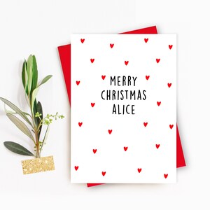 Carte de Noël personnalisée, joyeux Noël votre nom, cartes de Noël personnalisées 2021, pour petite amie, pour petit ami, carte de Noël pour fiancé