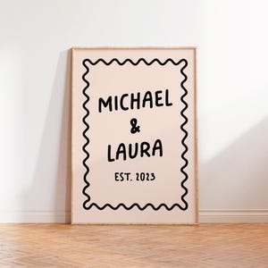 Impresión de texto personalizada, póster con nombre, año, fecha y estimación, impresión tipográfica personalizada, impresiones coloridas, cita personalizada, regalo de aniversario de bodas para pareja