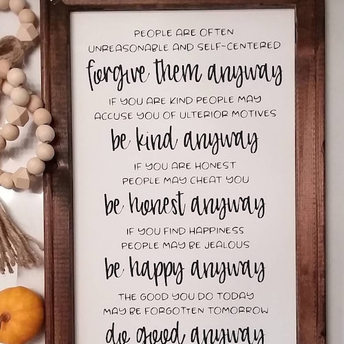 Mother Teresa Do It Anyway CANVAS Wall Decor Home Decor Etsy