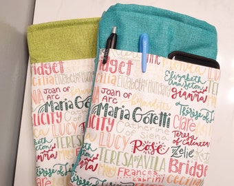 Book Sleeve Girl Saints Name Catholic Fabric for Journaling Bible Diary Prayer Journals/Confirmation First Communion Adoration gifts