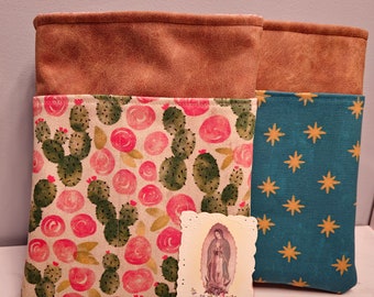 Our Lady of Guadalupe Book Sleeve: Catholic Bible Cover, Aztec Print