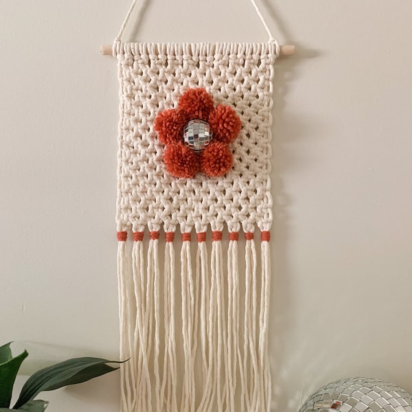 Macrame Disco Flowers Wall Hanging