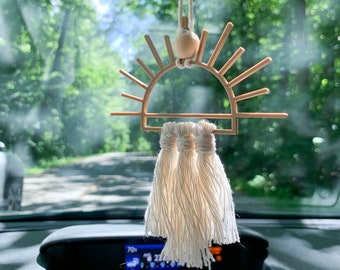 Macrame Sun Car Charm | Rearview Mirror Charm | Car Hanging | Car Hanger | Stocking Stuffer | Gift Idea | Sun Decor