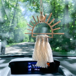 Macrame Sun Car Charm | Rearview Mirror Charm | Car Hanging | Car Hanger | Stocking Stuffer | Gift Idea | Sun Decor