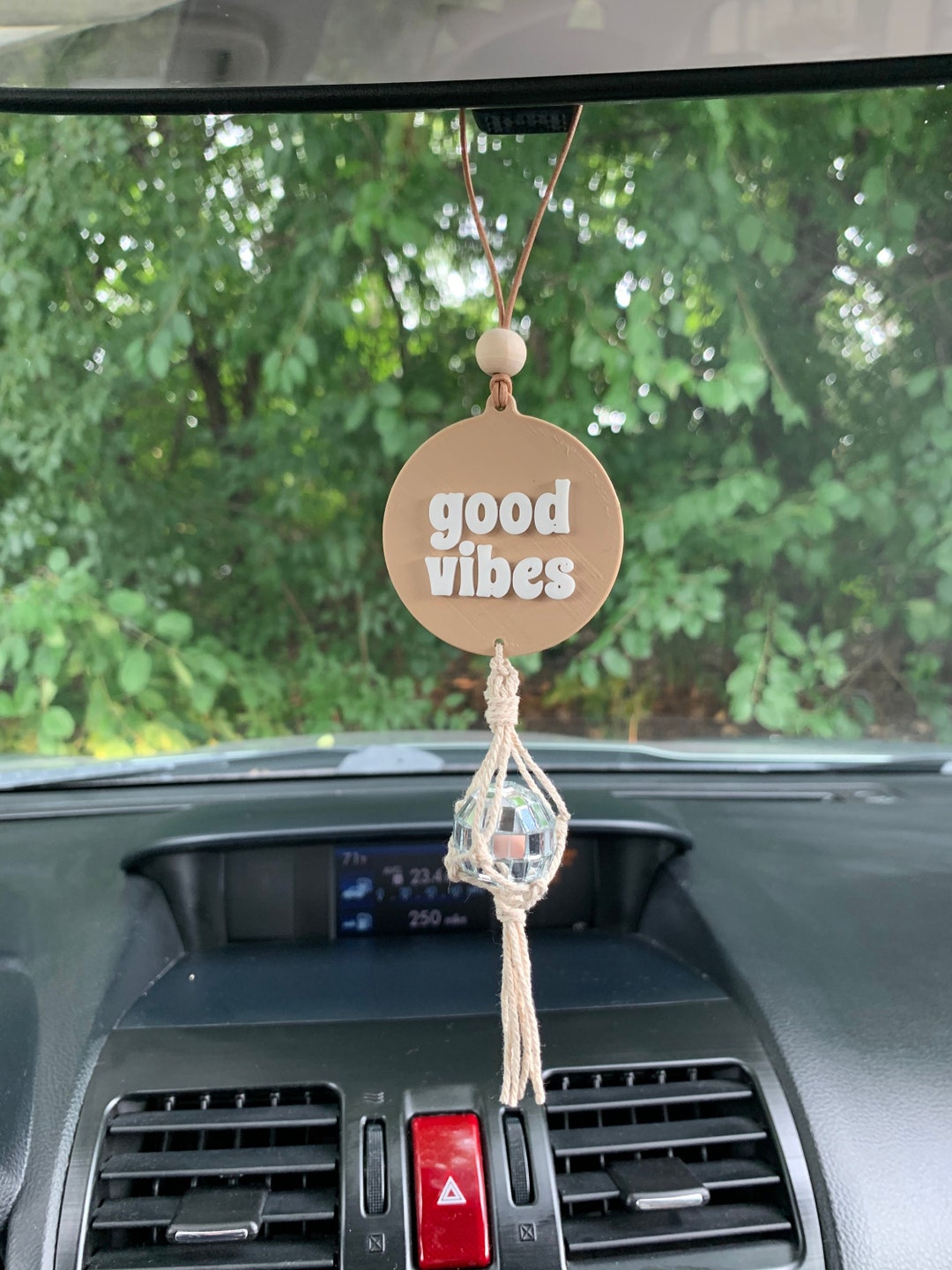 Macrame Disco Ball Car Charm Good Vibes Etsy