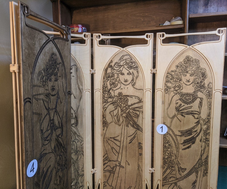A&O Art Nouveau Room Divider Screen Vintage Folding Screen Etsy
