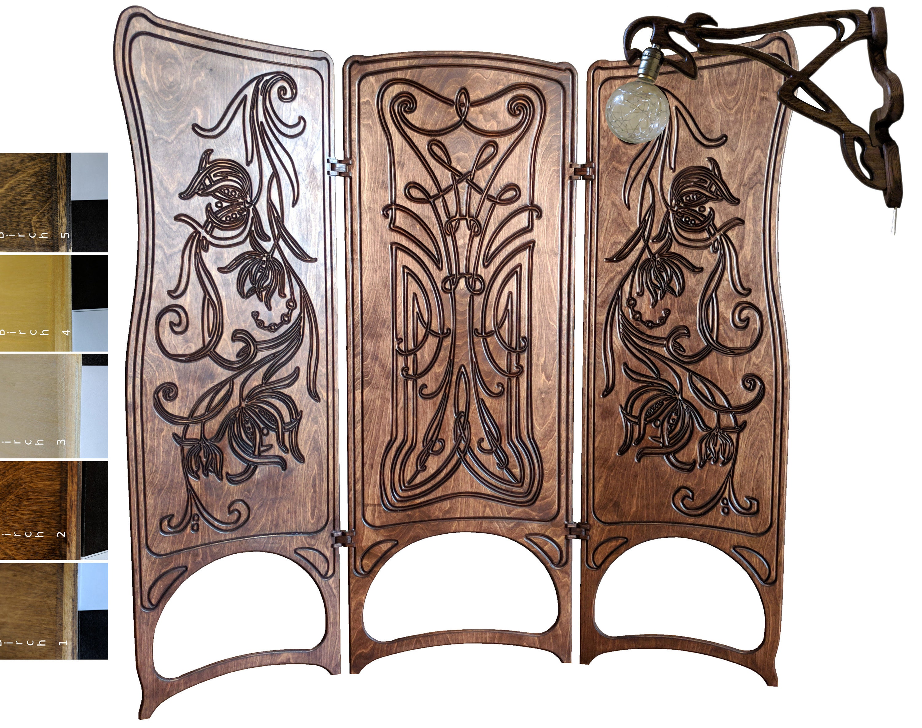 A&O Art Nouveau Room Divider Folding Screen Made from drawings Etsy