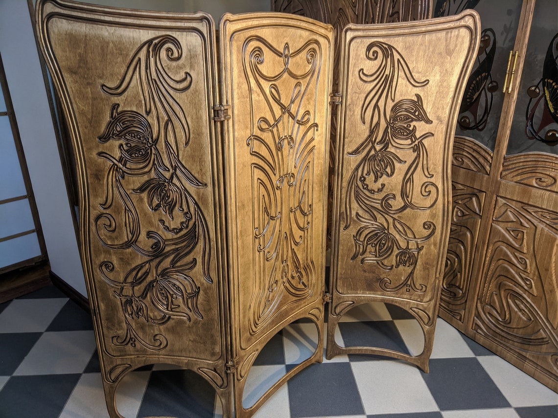A&O Art Nouveau Modern Room Divider Folding Screen Made from Etsy