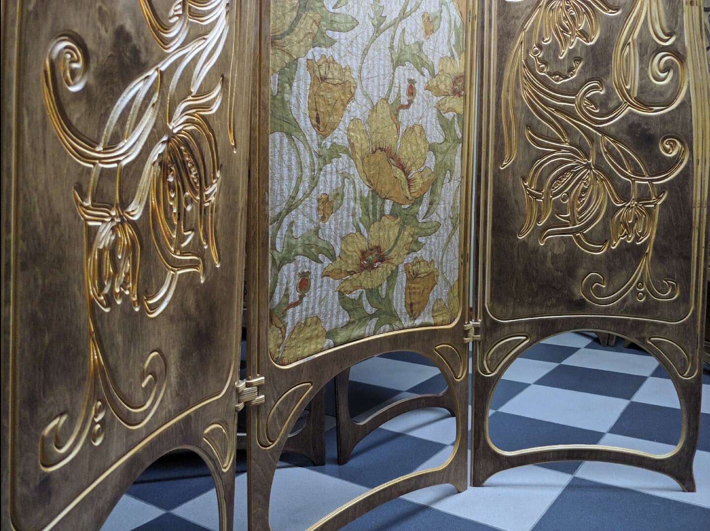 A&O Art Nouveau Room Divider Folding Screen hand made folding Etsy