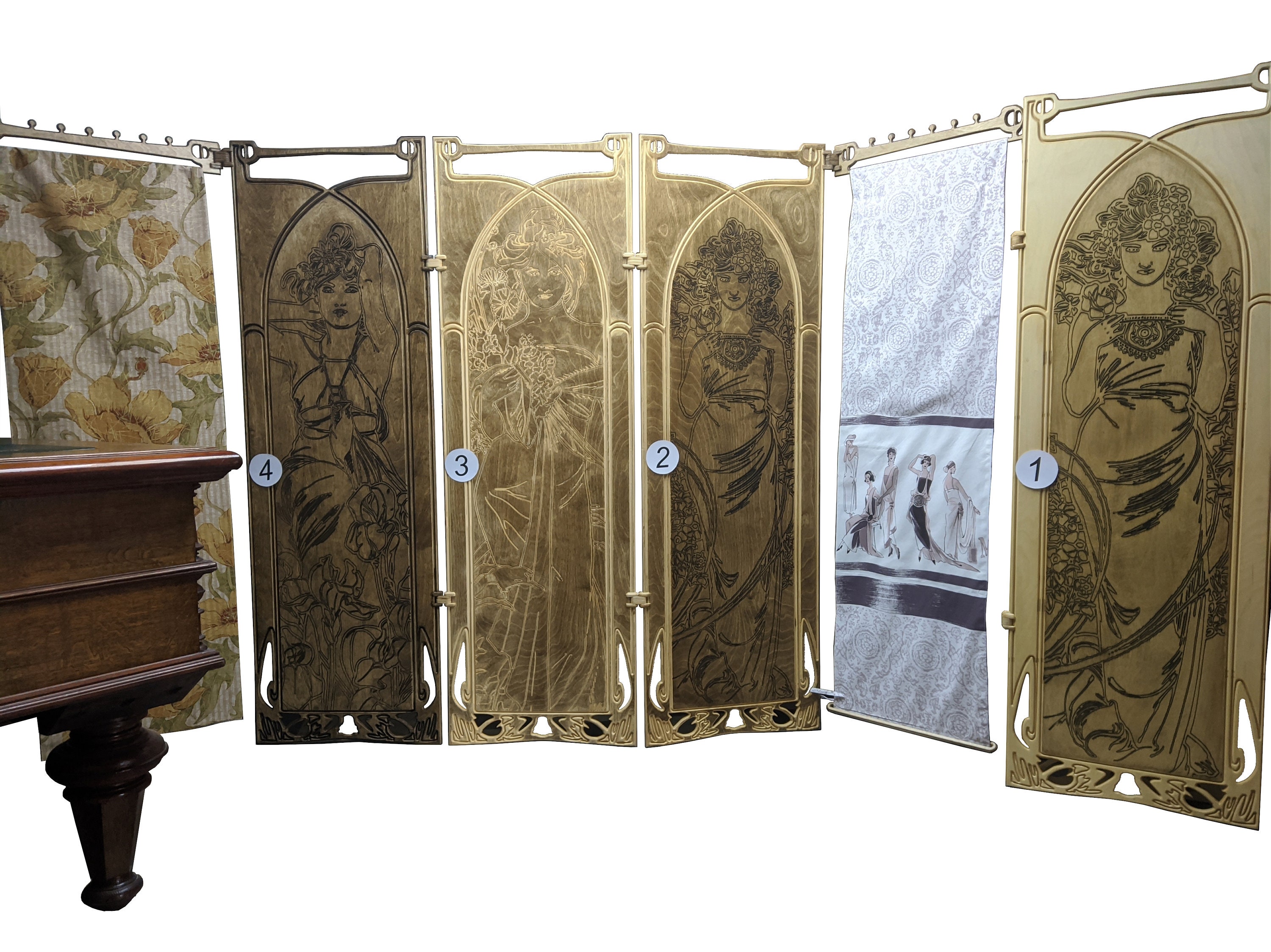 A&O Art Nouveau Room Divider Screen Vintage Folding Screen Etsy
