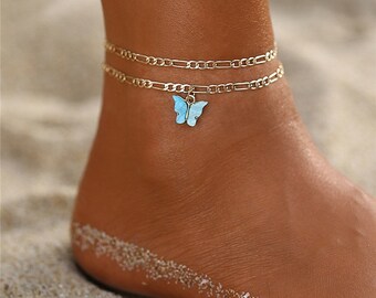 Butterfly Anklet Butterfly bracelet Chic Boho Birthday gifts Anklet set Beach Jewelry Butterfly Jewelry Gifts for her Bracelet set