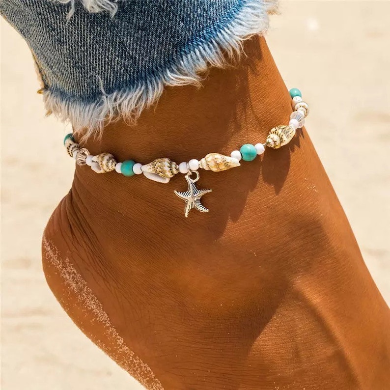 Handmade Bohemian Foot Chain Boho Beach Anklet Leg Bracelet Shell Beads Starfish Anklet