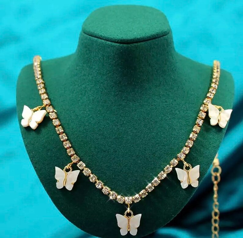 diamond butterfly necklace choker