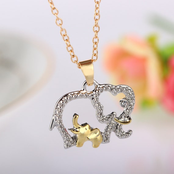 Adorable Elephant and Baby Elephant Necklace Thoughtful Gift - Etsy UK