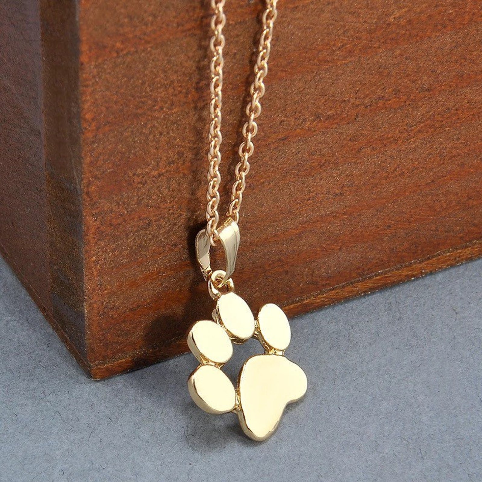 Paw Print Necklace Gold and Silver Dog Lovers Jewellery Etsy UK