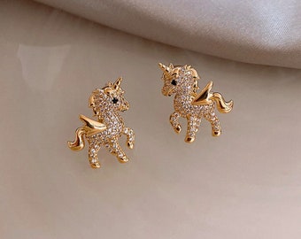Buy Unicorn Earrings Blue Unicorns Clip on Earring Clipon Jewelry Online  in India  Etsy
