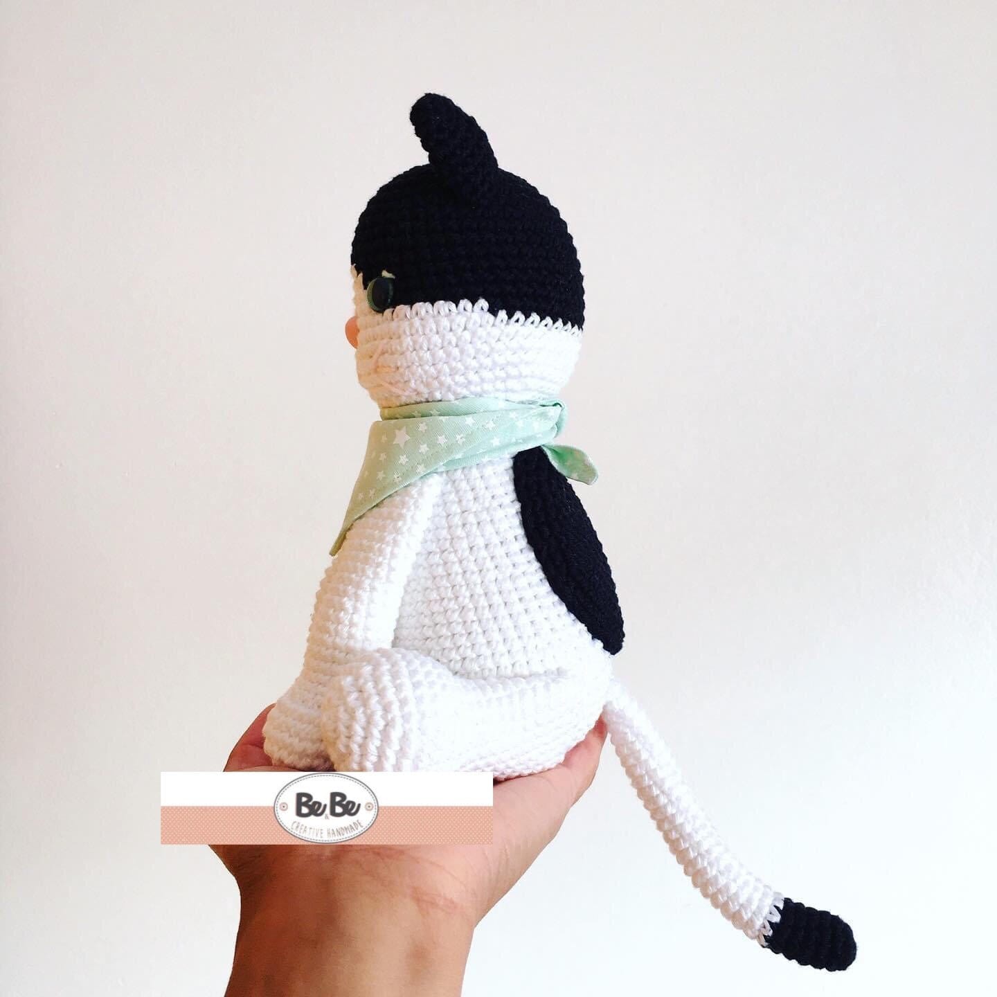 DIGITAL Tuxedo Cat Crochet Pattern Amigurumi Tutorial PDF Kitten Gato