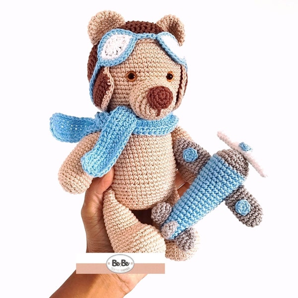 Amigurumi Aviator Bear and Plane Crochet Pattern Tutorial in PDF