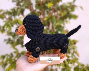 Dachshund Dog Crochet Pattern, Amigurumi Dachshund PDF Tutorial, Amigurumi Puppy Dog Crochet Pattern, English & Portuguese
