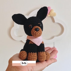 Miniature Pinscher Amigurumi Crochet Pattern - Digital Download PDF - Small Dog Plush DIY Toy - Puppy Crochet Tutorial