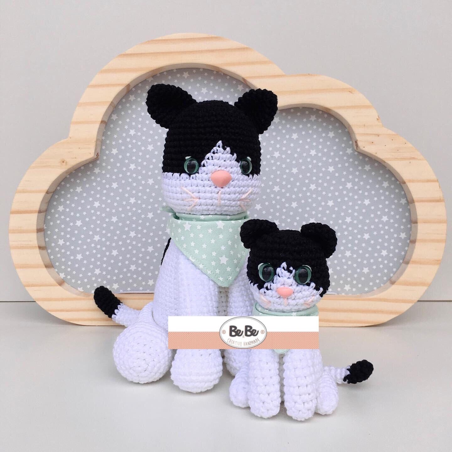 DIGITAL Tuxedo Cat Crochet Pattern Amigurumi Tutorial PDF Kitten Gato