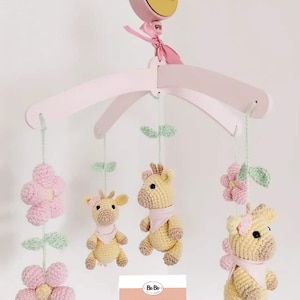 Safari Crib Mobile Crochet Pattern PDF | Giraffe and Flower Amigurumi | Nursery Decor | Baby Mobile Pattern | Instant Download