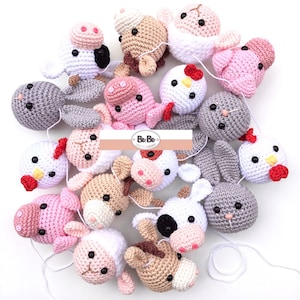 Farm Animal Baby Mobile Crochet Pattern PDF | Amigurumi Bunny, Pig, Sheep, Cow, Horse, Chicken | Nursery Decor | Instant Download