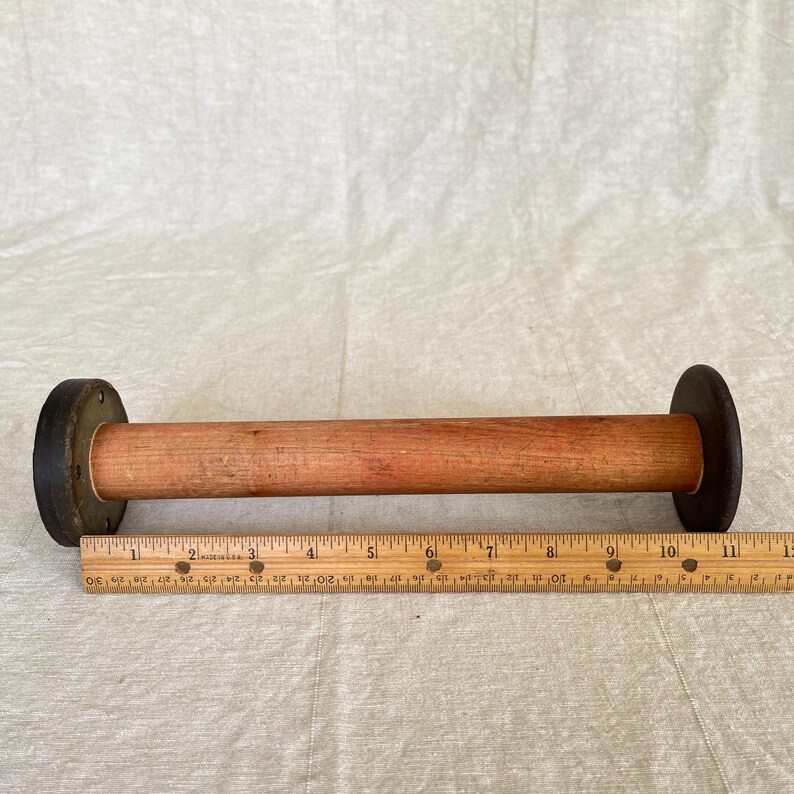 Spool Rulers Wood Spool From an Old Textile Factory, Vintage 11-1/2
