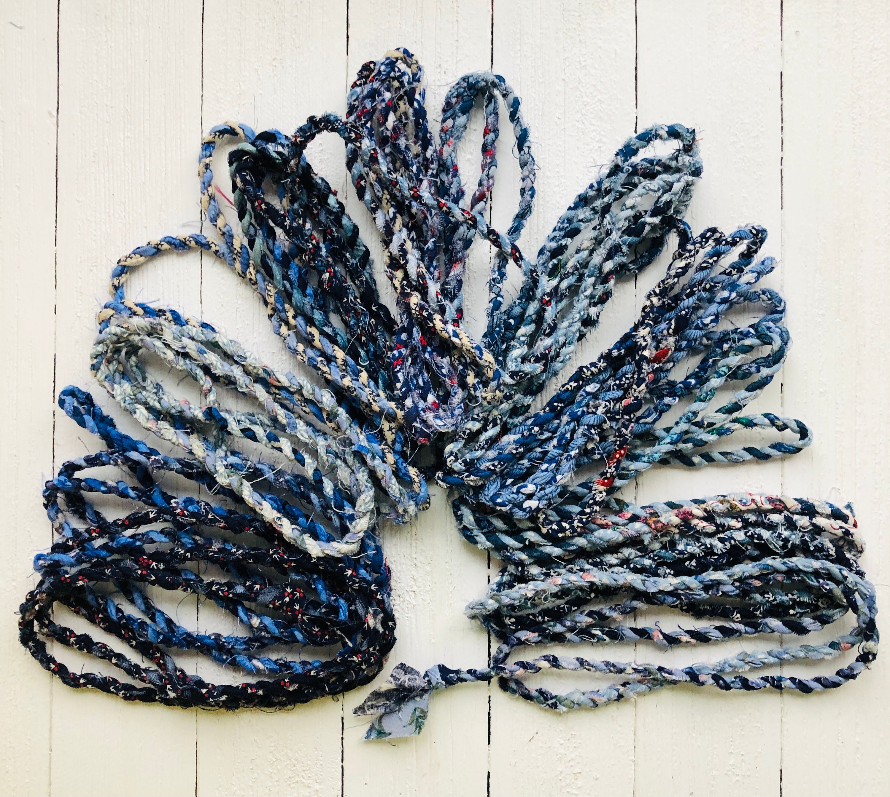 Hand Twisted Fabric Twine Rag Twine Homespun Fabric Rope Etsy