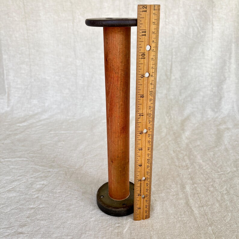 Spool Rulers Wood Spool From an Old Textile Factory, Vintage 11-1/2