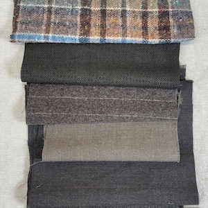Recycled Men's Suiting Fabric Bundle - Gray/Black & Brown/Green, Wool and Wool Blends, Sustainable Crafting Material image 12