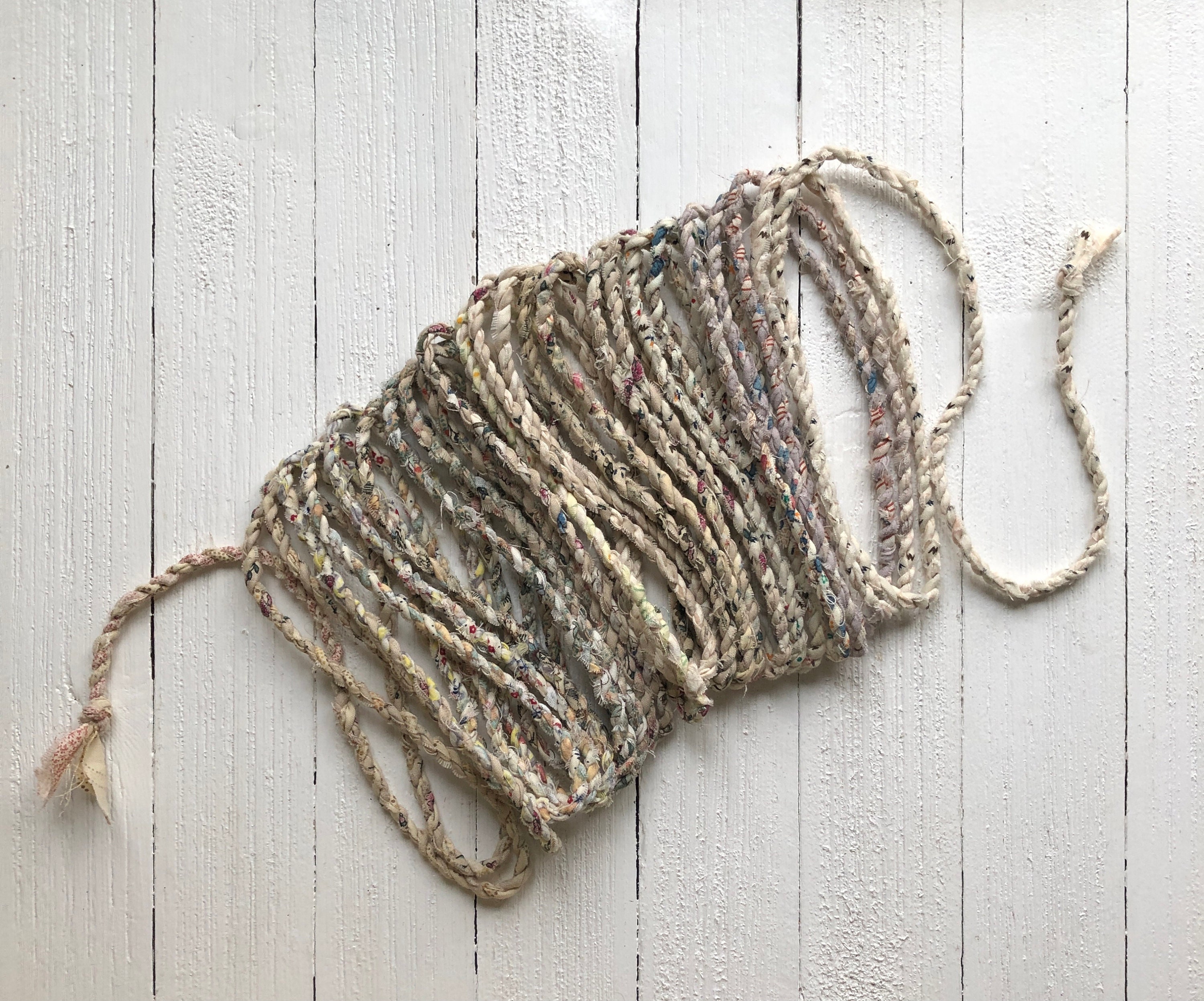 Hand Twisted Fabric Twine Rag Twine Homespun Fabric Rope Etsy