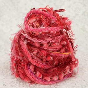 Art Yarn, 12x2yd, 24yd, Pink Salmon, Novelty Yarn Bundle, Trim, Mixed Media, Card Making, Weaving, Junk Journal, Embellishments,  #139